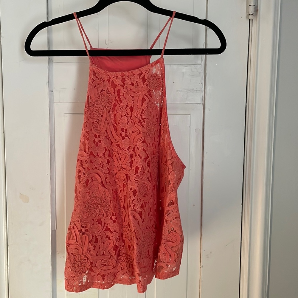 Pink Free People lace halter top